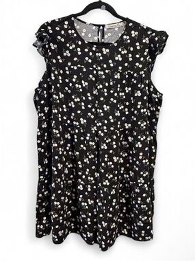 Liberty Love Black Mini Dress with White Floral Print
